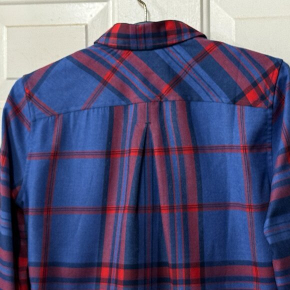 Vineyard Vines Womens Sz 4 (S) Flannel Shirt Blue/Red Plaid Pocket - Picture 6 of 9